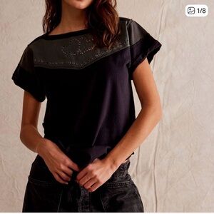 Free People We the Free Mustang Sally Tee Black Combo A0126